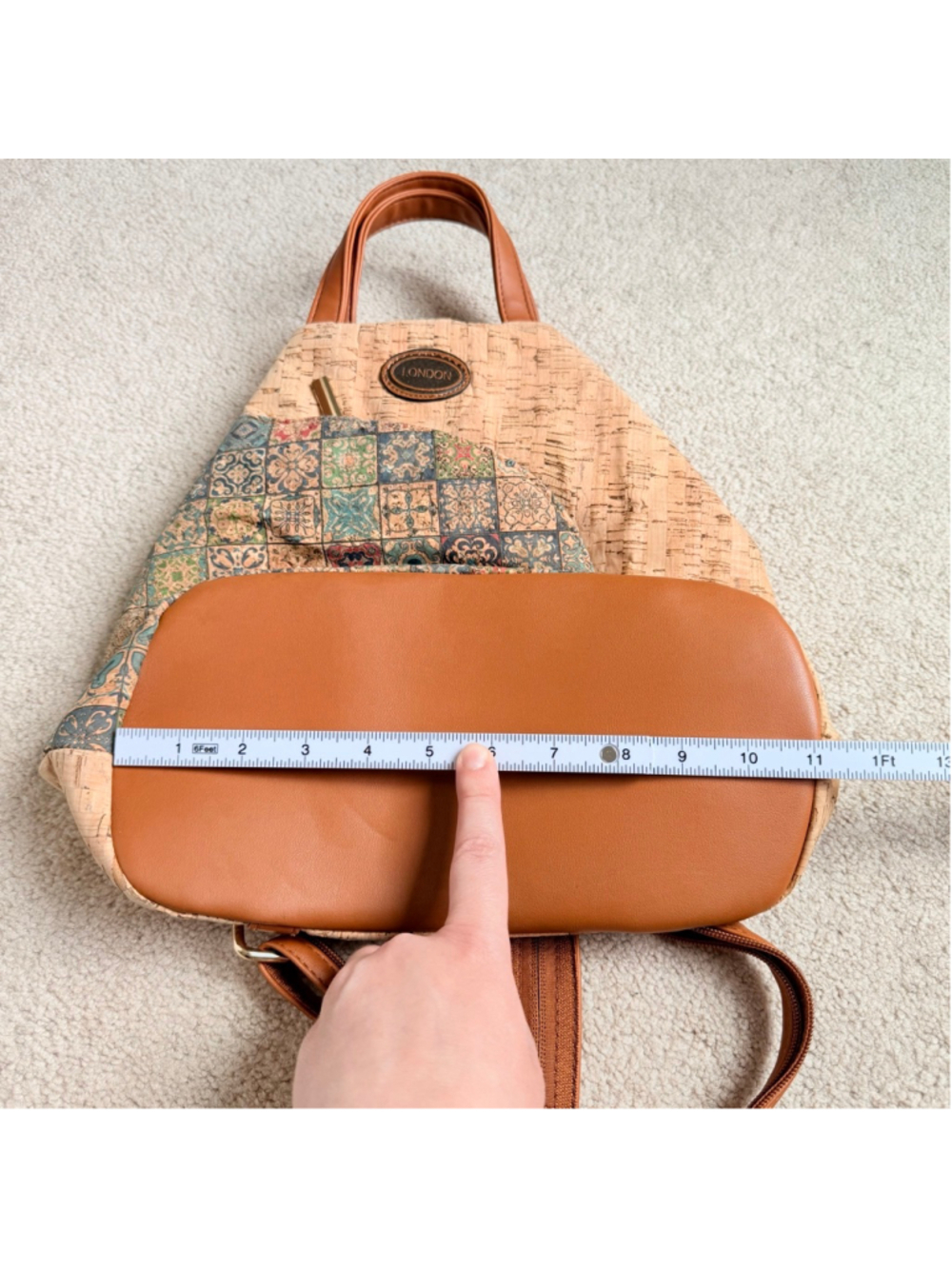 London Cork Backpack Mediterranean Style Tile Pattern - Picture 13 of 14